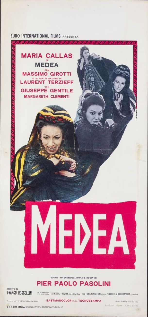 Locandina del film di Pier Paolo Pasolini 'Medea', 1969. Protagonista Maria Callas