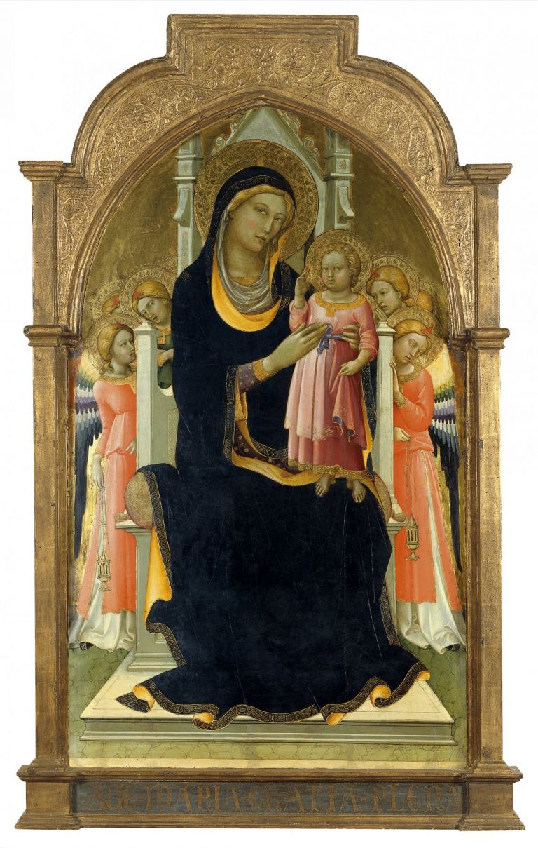Lorenzo Monaco, The Virgin and Child enthroned with six Angels, ca. 1415 1420, Colección Thyssen Bornemisza, en depósito en el Museu Nacional d’Art de Catalunya MNAC