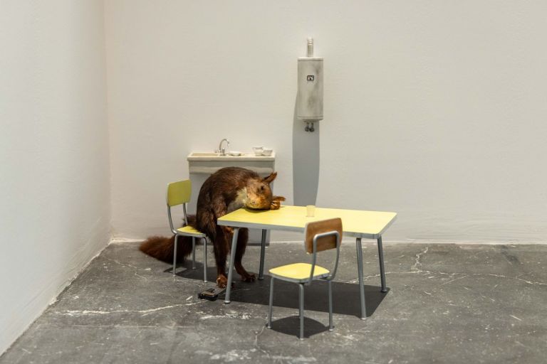 Maurizio Cattelan, Bidibidobidiboo, 1996. Installation view at UCCA, Beijing 2021