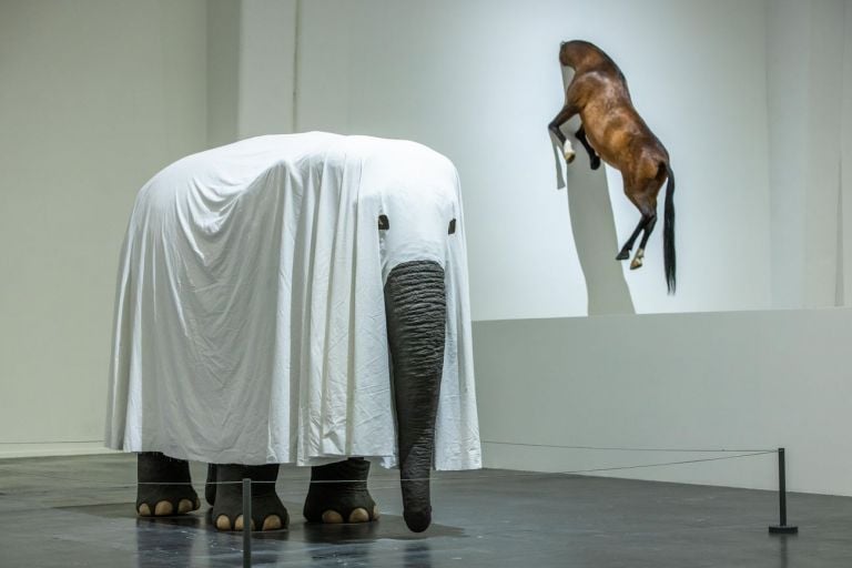 Maurizio Cattelan, Not afraid of Love, 2000. Installation view at UCCA, Beijing 2021