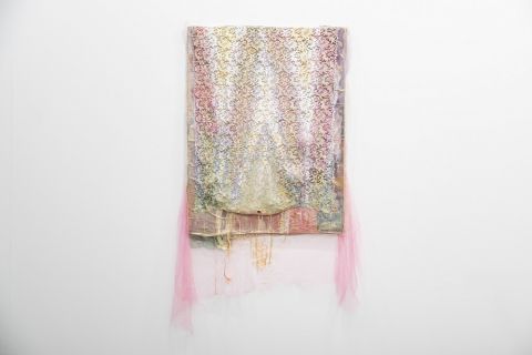 Mimosa Echard, Untitled, 2021, Mixed media, 175 × 90 cm, Martina Simeti, Milano; Photo courtesy Perottino Piva Artissima