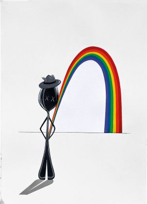 Simone D’Auria, Mr Spoon Pisses Color, acrilico su cartoncino, 100x80 cm