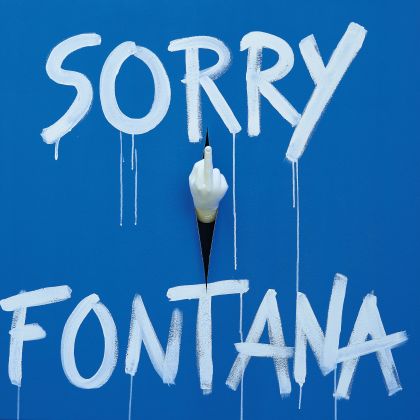 Simone D’Auria, Sorry Fontana, acrilico su tela, 100x100 cm