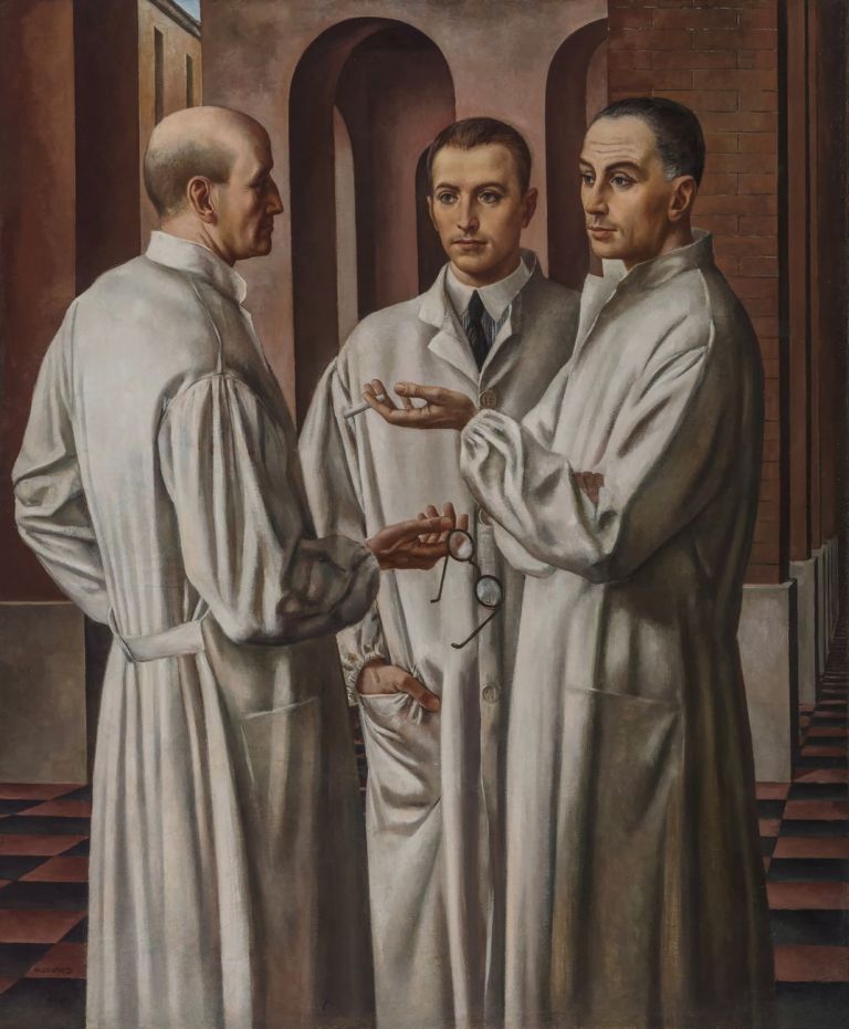 Ubaldo Oppi, I tre chirurghi, 1926, olio su tela. Vicenza, Museo Civico di Palazzo Chiericati © Museo Civico di Palazzo Chiericati, Vicenza