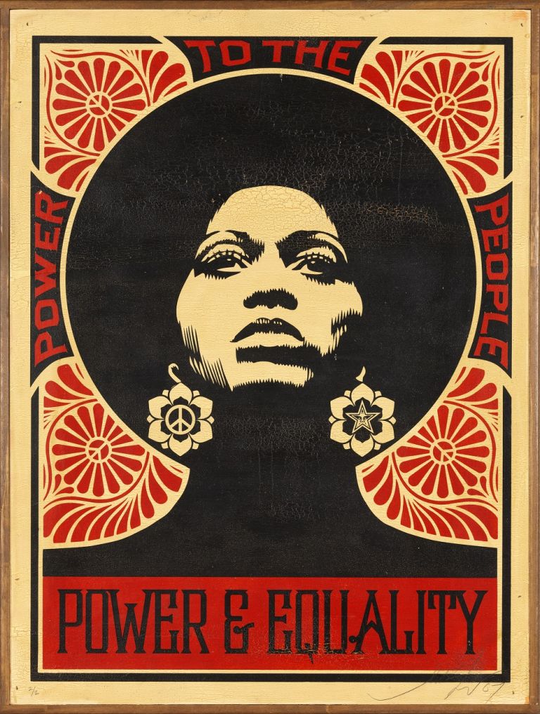 33 Obey, 2007, Power & Equality, serigrafia su legno 2 2 (Angela Davis), 62.5x47.5