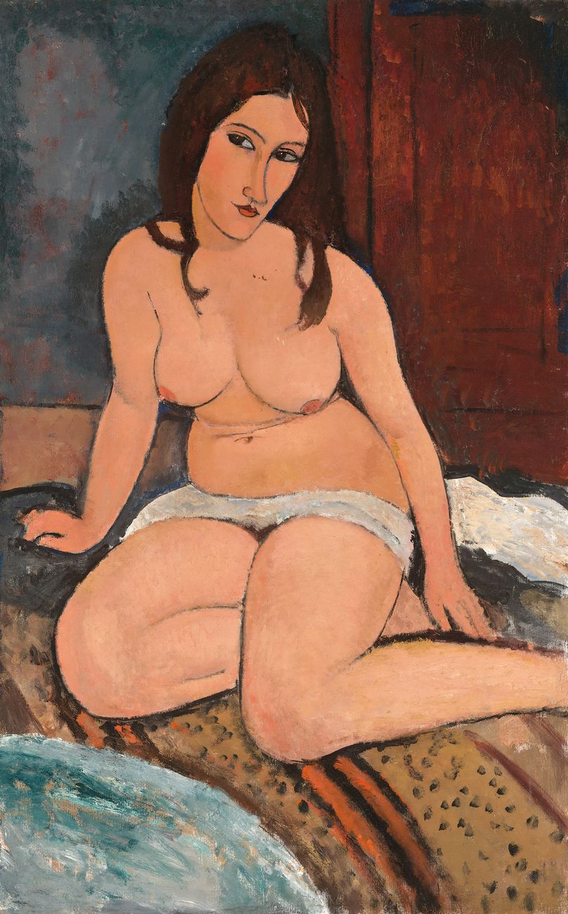 Amedeo Modigliani, Nudo seduto, 1917, dettaglio, olio su tela. Royal Museum of Fine Arts, Anversa. Photo Rik Klein Gotink