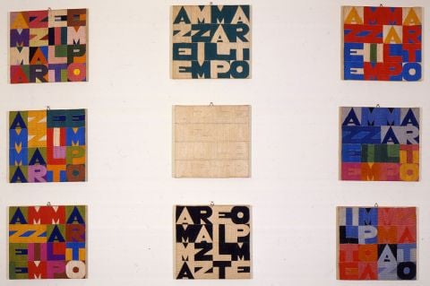 Ammazzare il tempo, Alighiero Boetti, 1979, ricamo su tela CC Archivio Boetti