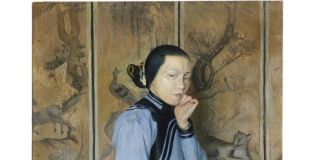 Ennio Belsito, La Cantatrice, 1910-1915 ca., olio su tela, 189x90 cm. Courtesy Galleria Carlo Virgilio & C. (dettaglio)