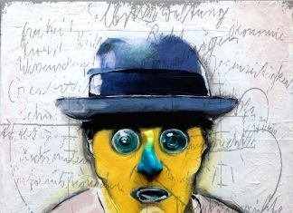 Giorgio Valentini, Joseph Beuys, 2017, tecnica mista su communication, cm 200x200
