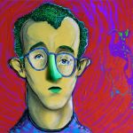 Giorgio Valentini, Keith Haring, 2018, tecnica mista su communication, cm 200x200
