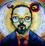 Giorgio Valentini, Takashi Murakami, 2019, tecnica mista su communication, cm 130x128