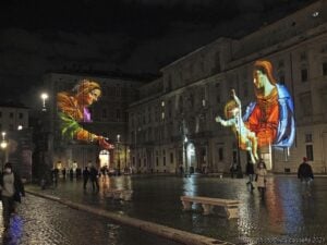 Proiezioni di Natale in Piazza Navona a Roma. Le immagini