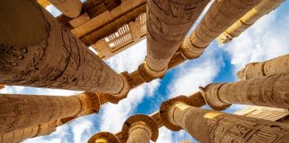 Karnak Hypostyle hall columns and clouds in the Temple at Luxor Thebes ph. Calin Stan