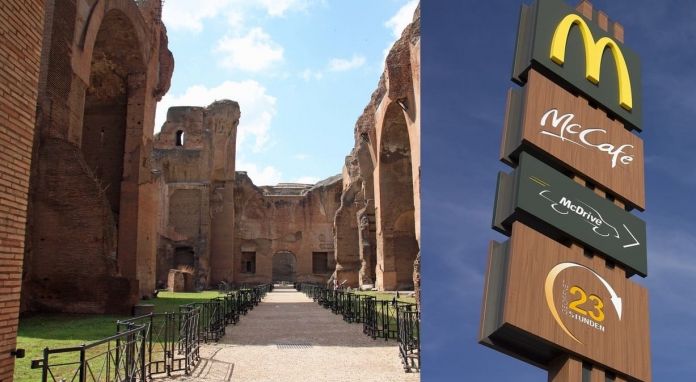 Le Terme di Caracalla e alcune insegne di McDonald's