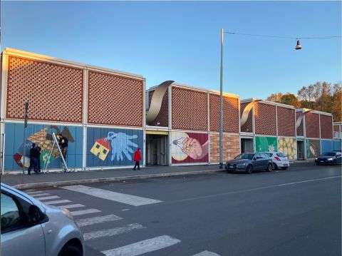 MakingOf Il nuovo murale di Lucamaleonte per il rilancio del Mercato Testaccio di Roma