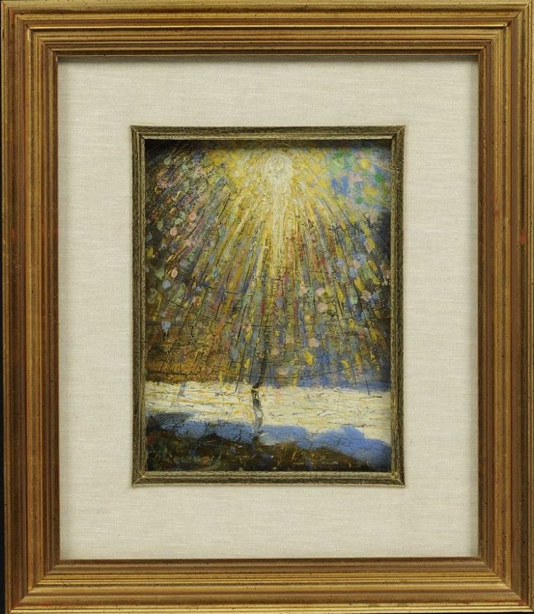 Matteo Olivero Sole e neve 1907 09 olio su tavola. Courtesy Pinacoteca Matteo Olivero Saluzzo I dimenticati dell’arte. Matteo Olivero, il pittore amico di Pellizza da Volpedo