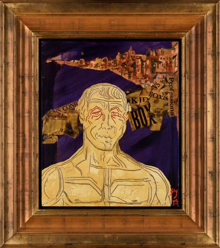 Sylvester Stallone, Finding Rocky, 1975, Mixed Media mit Rahmen des Künstlers, 92 x 82 x 6,5 cm, Courtesy Galerie Gmurzynska Artwork Sylvester Stallone