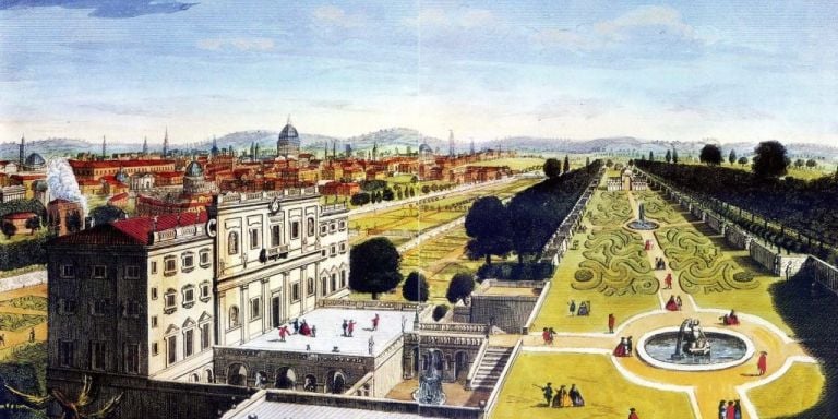 Una stampa sulla parte demolita di Villa Ludovisi