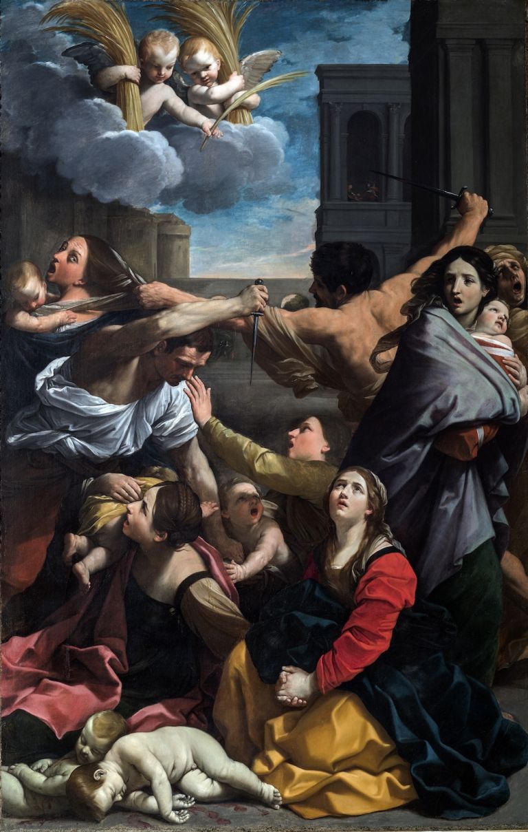 Guido Reni, Strage degli innocenti, 1611, olio su tela, 268 x 170 cm, su concessione del Ministero della Cultura-Pinacoteca Nazionale di Bologna, ph. Marco Baldassari, © su concessione del Ministero della Cultura – Pinacoteca Nazionale di Bologna