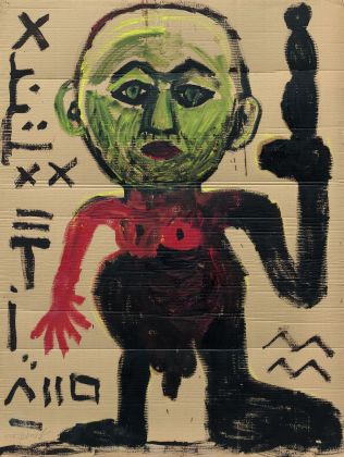 A.R. Penck, Ich 88, 1988, tecnica mista su cartone, 200x150 cm