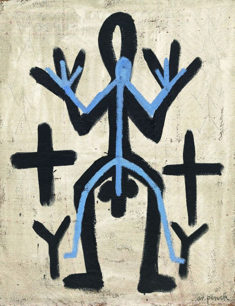 A.R. Penck, Standart, 1969, colori a dispersione su tela