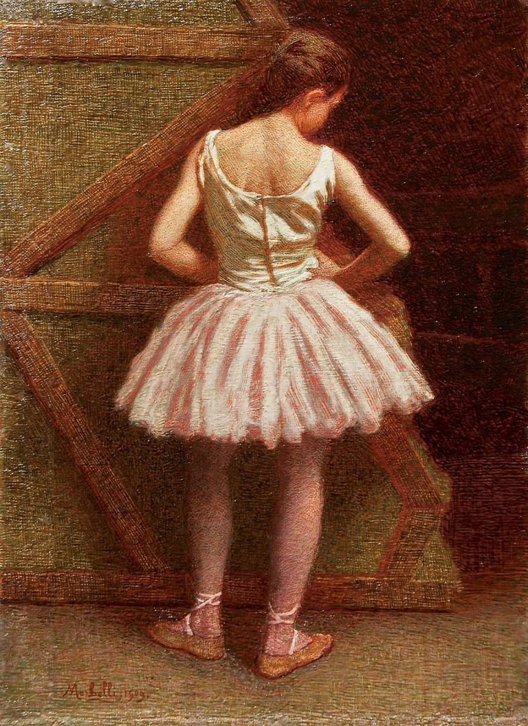 Angelo Morbelli, Ballerina a La Scala, 1909, olio su tela, 41,5x30 cm