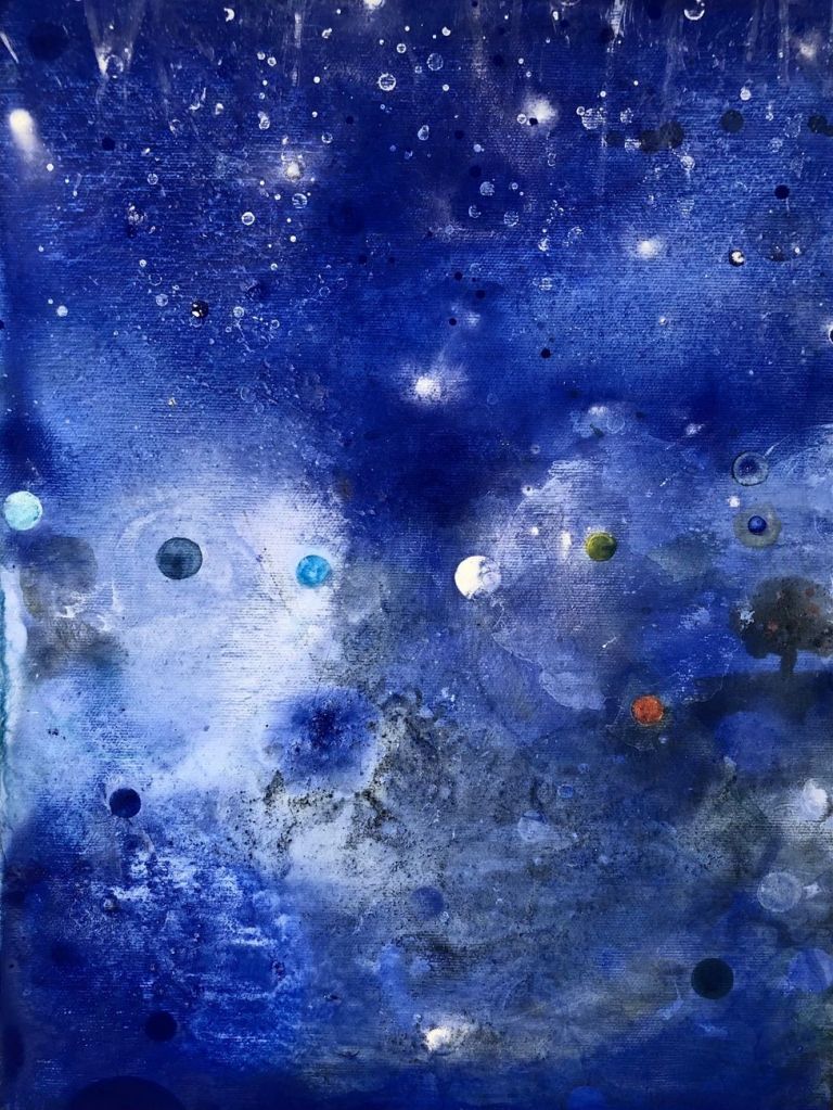Emilio D’Elia, Semi di cielo, 2021, pigmenti naturali su tela, cm 40x30
