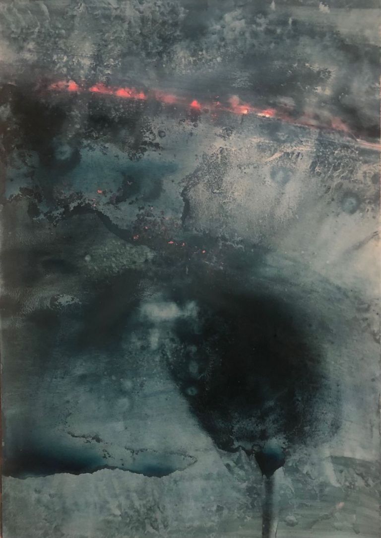 Emilio D’Elia, Terre di Mezzo, 2019, pigmenti naturali su carta, cm 42x29,5