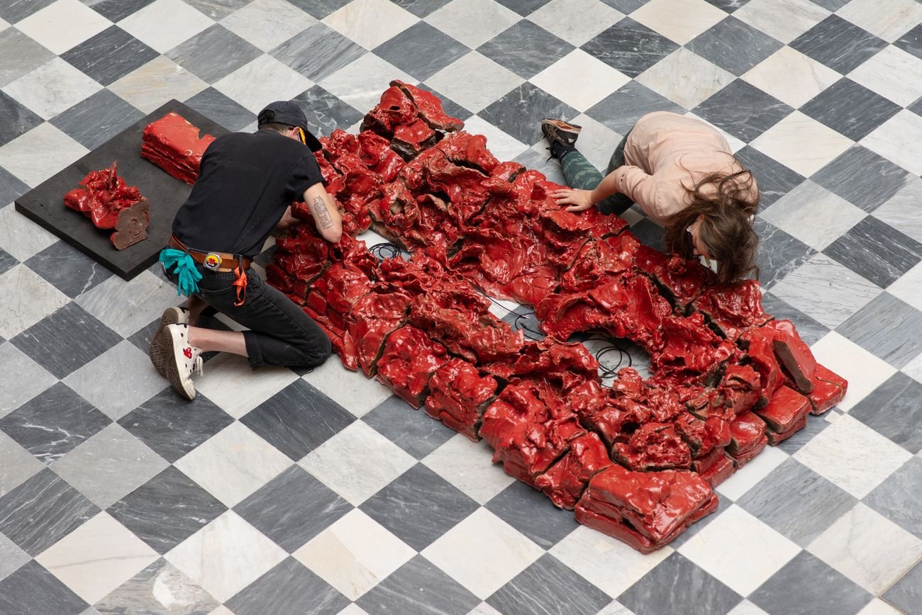 Florence Peake, Crude Care, 2021 © Florence Peake. Installation view at British Art Show 9, Aberdeen Art Gallery, 2021 22. Photo © Mike Davidson