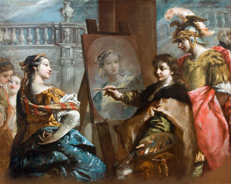 Gian Antonio Guardi, Alessandro e Campaspe nello studio di Apelle, 1745 ca., olio su tela, 162x202 cm