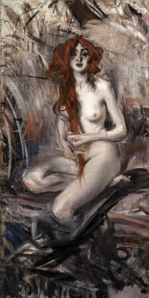 Giovanni Boldini, Nudo di donna dai capelli rossi, 1912 ca., olio su tela, 80x40 cm