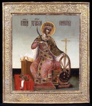 Icona Santa Caterina d’Alessandria martire Laboratori del Palazzo dell’Armeria del Cremlino a Mosca, 1693 94, Courtesy Uffizi