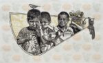 Irving Herrera, Angelitos sureños, xilografia, cm 60 x 120