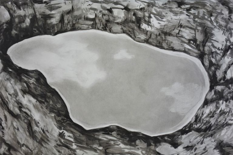 Judith Mall, Surface, charcoal on paper, 60x100 cm