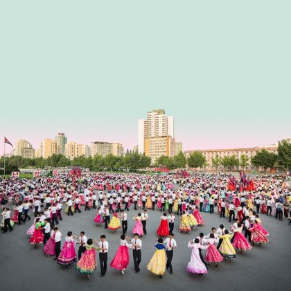 Mass dance a Chollima Street, Pyongyang. Photo Cristiano Bianchi