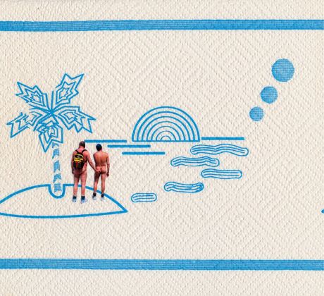 Mazaccio & Drowilal, Palm Beach, dalla serie “Nunuche”, 2013. Collage su carta assorbente da cucina, 20,5 x 24 cm, esemplare unico