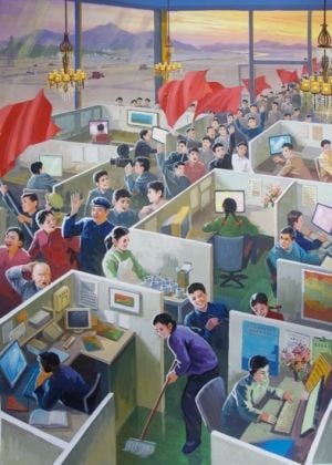 Office culture for Prosperity, opera realizzata dagli artisti nordcoreani per The Beautiful Future, mostra organizzata a Pechino, Shanghai e Taipei