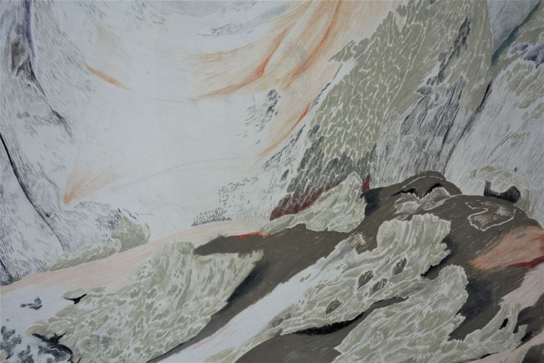 Sylvie Ringer, Mount Mara and the Underlinying Stories, particolare, mixed media on paper, 85 x 67 cm