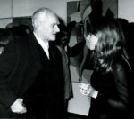 Alberto Moravia e Simona Marchini all'inaugurazione della mostra di Renato Guttuso, 5 marzo 1969