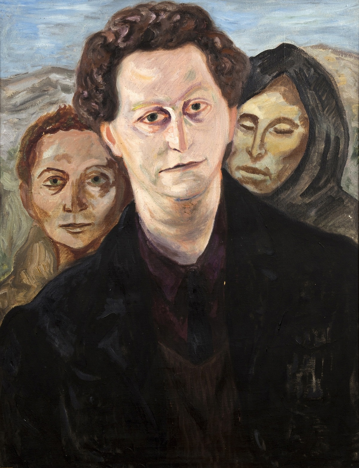 Carlo Levi, Autoritratto con figure del ricordo, 1954, olio su tela, cm 96 x 83. Comune di Aliano