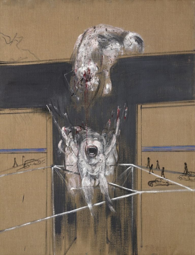 Francis Bacon, Fragment of a Crucifixion, 1950, Oil and cotton wool on canvas, 140 x 108.5 cm. Collection Van Abbemuseum, Eindhoven © The Estate of Francis Bacon. Photo Hugo Maertens