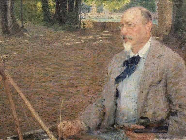 Giacomo Balla, Dittico di Villa Borghese (Paesaggio romano), 1910, olio su tela, 52 x 177 cm. Photo credits Gaia Schiavinotto. Collezione privata © Giacomo Balla, by SIAE 2021