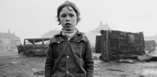 Gian Butturini, West Belfast, 1972. Un bambino nei pressi di Falls Road, strada abitata da cittadini in prevalenza cattolici e repubblicani © Gian Butturini