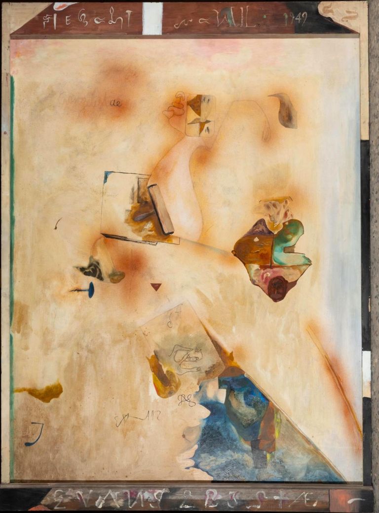 Giannetto Fieschi, Evangelistae, 1949, carboncini e smalti su masonite, cm 179 x 134,5