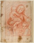 Jacopo Pontormo, Madonna con il Bambino e san Giovannino, 1514-15, sanguigna (pietra rossa) su carta vergata avorio. Courtesy Istituto Centrale per la Grafica, Roma