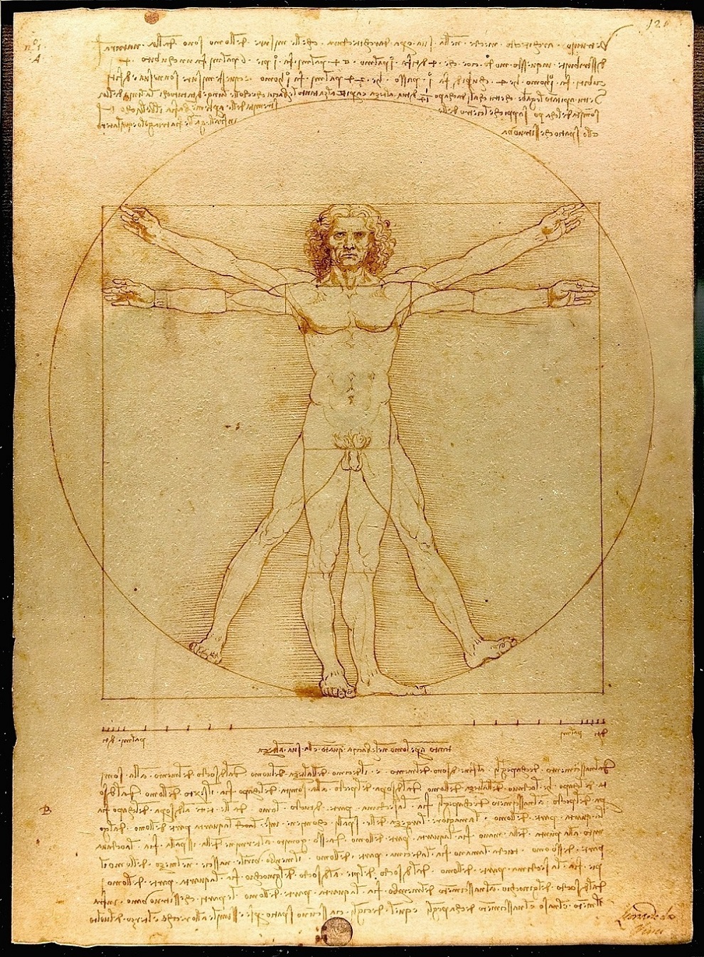 Leonardo da Vinci, Uomo Vitruviano, Gallerie dell'Accademia, Venezia