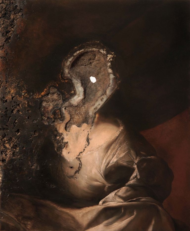 Nicola Samorì, Grande Grottesco, 2022, olio su onice, 60 x 50 cm. Courtesy l'artista & Monitor, Roma Lisbona Pereto