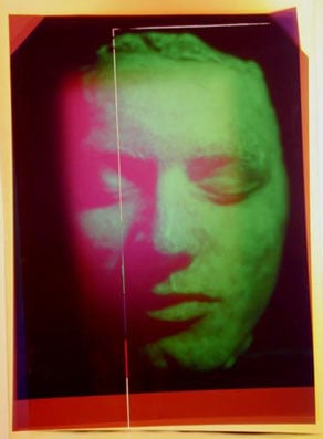 Paolo Gioli, Volto più linea, 1984, polaroid stenopeica