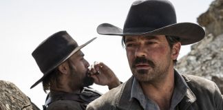 That Dirty Black Bag. Dominic Cooper as Arthur McCoy, Douglas Booth as Red Bill - That Dirty Black Bag _ Season 1 - Photo Credit: Stefano C. Montesi/AMC+