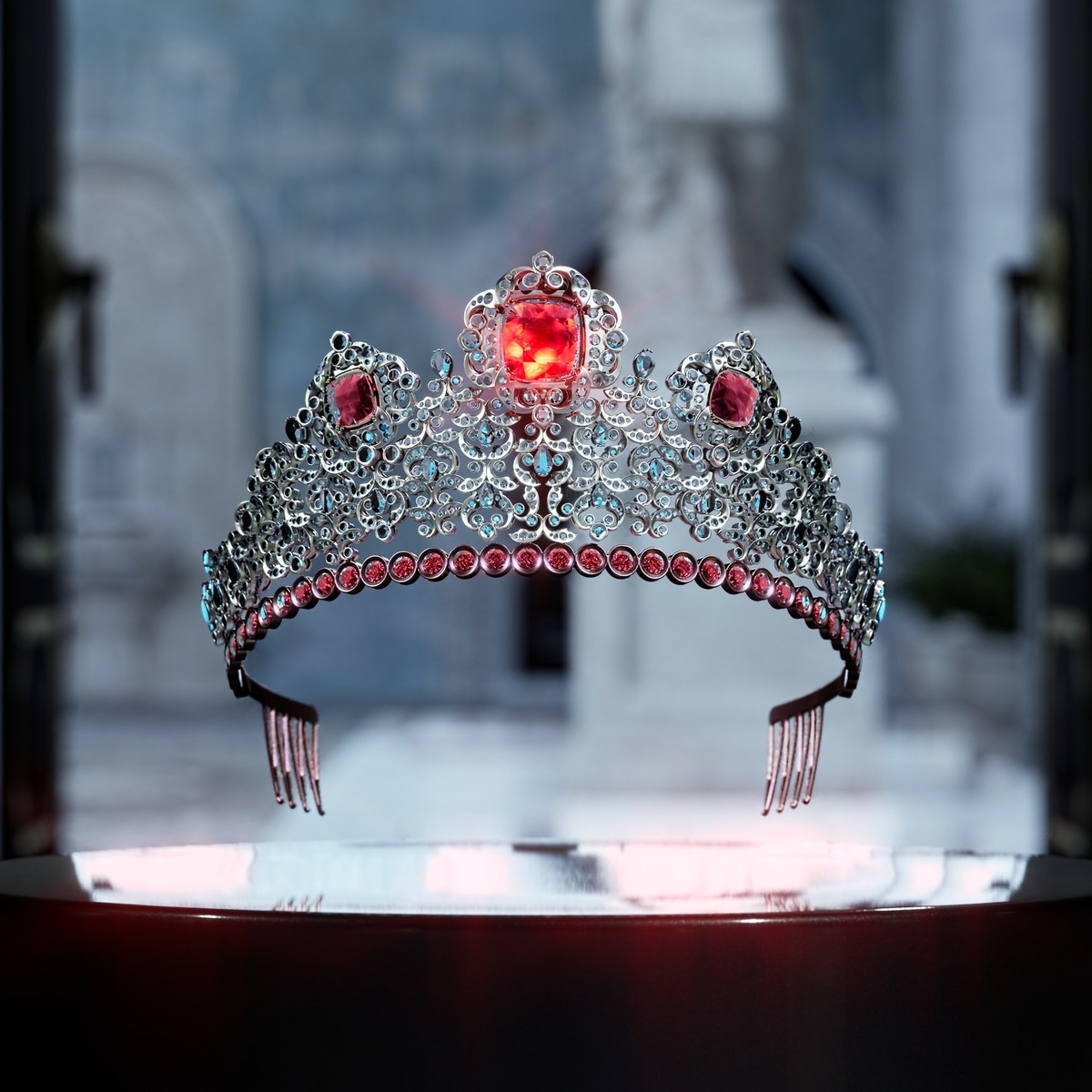 The Impossible Tiara, di Dolce e Gabbana, una creazione puramente virtuale, realizzata con gemme non esistenti sulla terra, dalla Collezione Genesi